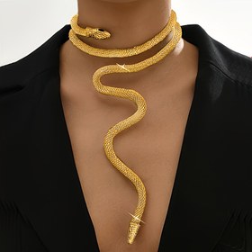 Resim 1 Adet Kadınlar İçin Ayarlanabilir Gotik Punk Yılan Kolye - Metal File Zincir, Günlük ve Parti Kullanımı için Esnek Vücut Takısı, Şık Gotik Tarz Çok Amaçlı Aksesuar, Parlak Yüzeyli Benzersiz Body Jewelry 