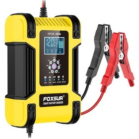 Resim Foxsur 7 Aşamalı Araba Akü Şarj Cihazı Fonksiyonlu Dokunmatik Düğmeli Akıllı Akü Şarj Cihazı Büyük Dijital Ekran Çoklu Koruma Onarım Modu 100-240v 12v/24v Araba Suv Rv Motosiklet Kamyon Yat 