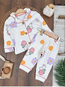 Resim Kruvaze Yaka %100 Pamuk Önden Düğmeli Mevsimlik Ünisex Bebek Ve Çocuk Pijama Takımı Bebicix Çok Renkli 