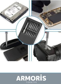 Resim Armoris Yeni Seri Dayanıklı Mıknatıslı Laptop Gözlük Saat Mini Plastik Kutulu 25 Parça Tornavida Seti 