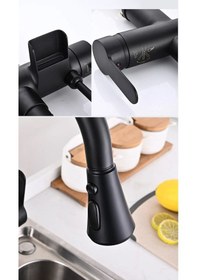 Resim Mutfak Dokunmatik Evye Bataryası Su Arıtma Çıkışlı Spiralli Fiskiyeli Şelaleli 