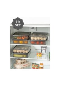 Resim Vienev Bella Buzdolabı Düzenleyici Saklama Kabı 3.5 L 6'lı Çok Renkli 