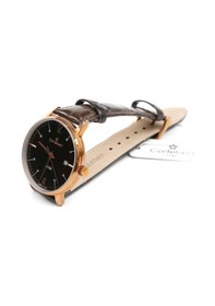 Resim Cortebert Kristal Cam Kahve Kadran Erkek Kol Saati Rose Gold 