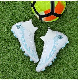 Resim Erkek Profesyonel Kaymaz Nefes Alabilir Bağcıklı Futbol Kramponları Beyaz 