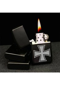 Resim Malta Haçı Onur Sadakat Yardım Madalya Şekli German Haç Arma Lazer Silinmez Resimli Benzinli Çakmak Siyah 