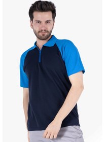 Resim Polo Yaka Fermuarlı T-shirt Lacivert - Saks Mavi Lacivert 