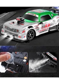 Resim Uzaktan Kumandalı Şarjlı 4x4 Drift Arabası 1:16 Işıklı Buhar Efektli Rc Yarış Arabası Çok Renkli 