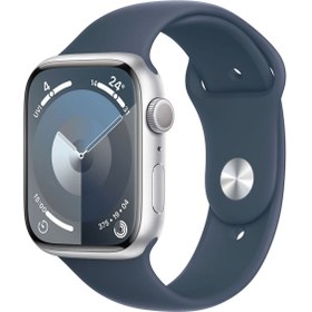 Resim Apple Watch Series 9 GPS 41mm Gümüş Alüminyum Fırtına Mavisi Spor Bant Orta/Büyük 