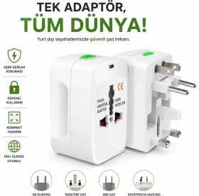 Resim Teknomila Seyahat Universal Çoklu Priz Adaptörü Akım Korumalı 10A 250V 