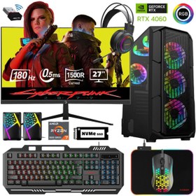 Resim XSR490 AMD Ryzen 7 5700X 27" 16 GB RAM 512 GB M.2 NVMe SSD 8 GB RTX4060 FreeDOS Gaming Masaüstü 