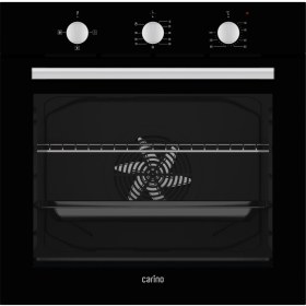 Resim Carino 4 Fonksiyon Mekanik Siyah Power Turbo 2'li Cam Ocaklı Ankastre Set (Fırın+Ocak) 