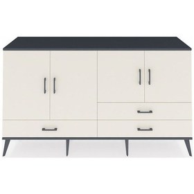 Resim Hyperion Konsol 5 Raflı 3 Çekmeceli 4 Kapaklı 176x44x99 Antrasit- Antrasit-aytaşı 
