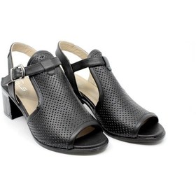 Resim Zerhan 055 Kadın Siyah Deri Kalın Topuk Sandalet Ayakkabı Balsoylar 055 Siyah 