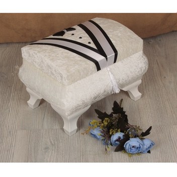 Çeyiz Sandık Kapitone Büyük Tek Model Krem Kadife Kumaş İçi Kırmı (322730691)