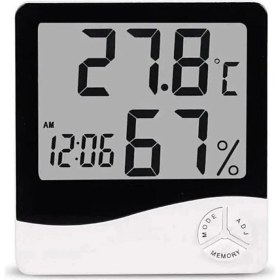Resim Ceta Dijital Oda Termometresi Sıcaklık ve Nem Ölçer Masa Saati Alarm 