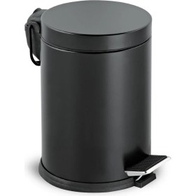Resim Şık Siyah Metal Pedallı Çöp Kovası, Banyo, Mutfak ve Balkon Için Ideal 