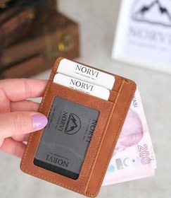 Resim Norvi Leather Hakiki Deri Kartlık Kimlik Bölmeli Taba Taba 