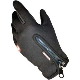 Resim Motoanl Motosiklet Eldiveni Neopren Kumaş Kaydırmaz Fermuarlı Eldiven 