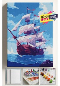 Resim Sayılarla Boyama Seti Numaralı Tuval Fırça Boya Dahil Kasnaklı Set 50x70 Cm - Yırtık Yelken 