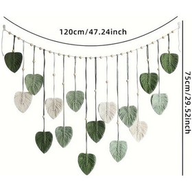Resim Fochsia Yeşil Bohem Duvar Dekoru Doğal Yaprak Asma Sanatı Noel Hediye 