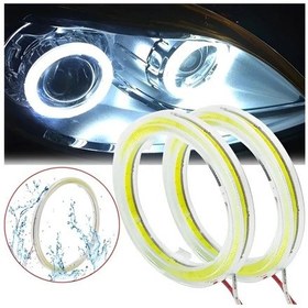 Resim 100mm-led Araba Cob Melek Gözü Beyaz Işık Araba Motosiklet Far Daire Halka Otomatik Lamba 12-24v Şekillendirici 