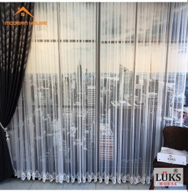 Resim Lüks Grek Etek Işlemli Tül Perde 1 Yüksek Kaliteli- Modern House 