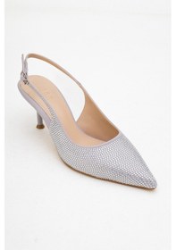 Resim Luvi Shoes Novs Gümüş Taşlı Kadın İnce Topuklu Abiye Ayakkabı Gümüş 