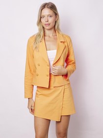 Resim Jument Kadın Yakalı Flato Cepli Uzun Kol Kruvaze Anvelop Hafif Likralı Kumaş Blazer Ceket-Mango 