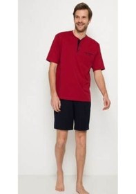 Resim Pierre Cardin Bordo Pijama Takımı 3'lu +beyaz Atlet Boxer Takım 5370-150 Bordo 