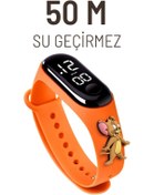 Resim Q-TİME Fare Jerry Figürlü Led Dokunmatik Ekranlı Su Geçirmez Dijital Çocuk Ve Genç Kol Saati (turuncu) 