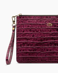 Resim Deri Clutch Çanta | Mürdüm Croco 