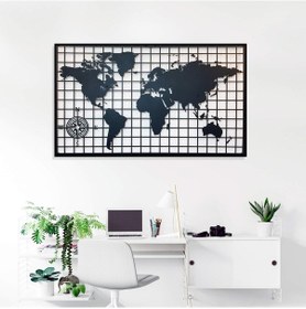 Resim Dekkor Dünya Haritası Kare Metal Ev Ofis Duvar Süs Hediye Tablo 