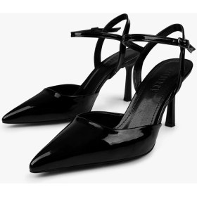 Resim Shoeberry Kadın Siyah Rugan Stiletto Ayakkabı İnce Topuk Suni Deri Konforlu Tasarım 