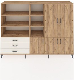 Resim Hyperion Dolap 11 Raflı 3 Çekmeceli 5 Kapaklı 220x44x163 Çam-çam/ Çam-çam/aytaşı 