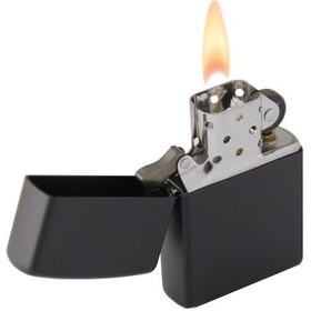 Resim Mat Siyah Çakmak Zippo Tarzı Çakmak 