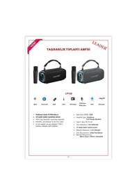 Resim Leader Lp120 Ipx5 Rgb Bluetooth Usb Aux Fm Radyo Kablosuz Mikrofon Taşınabilir Toplantı Amfisi 