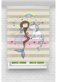 Resim Perdecizade Enxboy Deniz Kızı Pony Dijital Baskılı Zebra Perde-cocuk Odası-stor Perde Renkli 