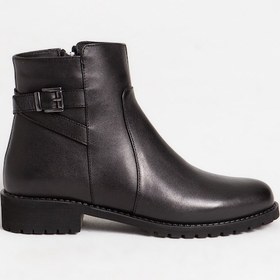 Resim Kadın Comfort Fermuarlı Tokalı Günlük Bot Gerçek Deri Br 06035 Siyah Null Siyah 