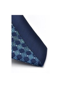 Resim Gaffy Mavi Ve Lacivert Pano Desenli Dokuma Kumaş Slim Fit Kravat // Kpk014 Desenli 