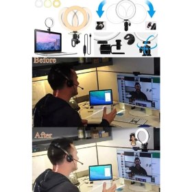 Resim Munico Uzaktan Çalışma Için Dizüstü Monitör Lambası Üzerinde 6 Inç Video Kiti Kısılabilir LED Halka Işık 