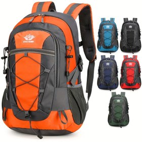 Resim Yürüyüş Çantası ile Trekking Kutup Bağlantısı, Ayarlanabilir Omuz Askılı Dayanıklı Naylon Seyahat ve Dağcılık Çantası, Çoklu Bölmeler ve File Yan Cebi - Siyah, Yürüyüş Aksesuarları 