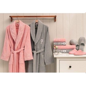 Resim Özdilek Wedding Aile Bornoz Seti Gri-Pudra 3454 Gri 