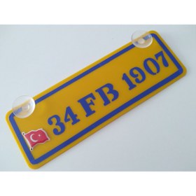 Resim DNZSM Sarı Dekor Plaka - 34 Fb 1907 (22X7,5CM) Sarı Lacivert Plaka Vantuzlu Pleksi Dekor Levha 