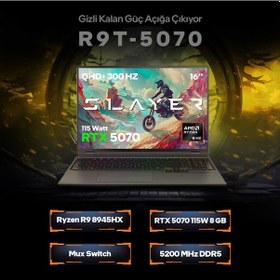 Resim Game Garaj Slayer R9T-5070-C7 R9-8945HX 16 GB 1 TB SSD RTX5070 16" Free Dos Dizüstü Bilgisayar 