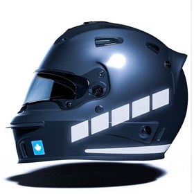 Resim Şerit Tasarımlı Reflektif Gri Motosiklet Kask Sticker Çınar Extreme 