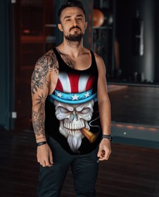 Resim Freeyez Skeleton Smoke Gym Fitness Tank Top Sporcu Atleti 