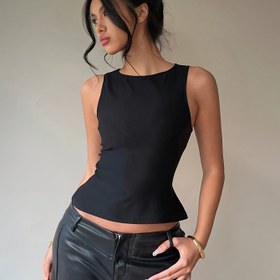 Resim Kadınların şık kolsuz tank topu - Mor çapraz askılı tasarım, yüksek boyun, beli sıkı, rahat yazlık tarz, polyester karışımı, makinede yıkanabilir, çok yönlü moda parçası, çok yönlü moda parçası | Şık kolsuz üst | Polyester karışımı 