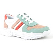 Resim Hakiki Deri Yeşil Pembe Kız Çocuk Sneakers Ayakkabı Rakerplus