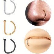 Resim 3 Adet 20G D Şekilli Tragus Helix Küpe Septum Dudak Halkası Paslanmaz Çelik Burun Piercing Takısı Seti 
