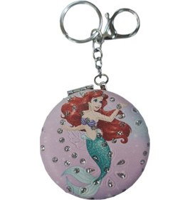 Resim Gigi Panda Anahtarlıklı Taşlı Deniz Kızı Desenli Katlanır Makyaj Aynası Pembe 